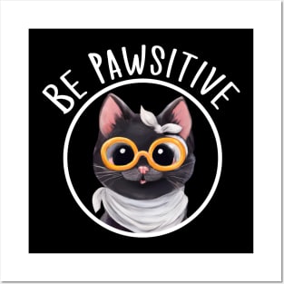 Stay Pawsitive Shirt, Be Pawsitive Shirt, Cat Positivity Shirt, Sarcastic Cat Shirt, cute paw t-shirt, Pawsitive Catitude, Funny Cat Lady Gift, Cat Mom Shirt Gift, Nerd Cat Shirt, Funny Nerdy Cat, Cute Nerd Cat Shirt, Cute Nerd Shirt, Cat Owner Gift Tee Posters and Art